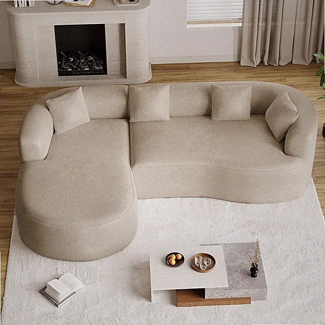 110" Curved L-Shaped Sectional Sofa W/Chaise Chenille Modular Cloud 4 Seat Couch