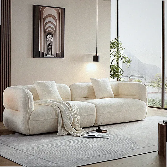 110" Curved Sectional Sofa Minimalist Modern Couches, Upholstered Boucle Sofa 3