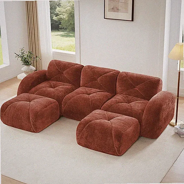 110-Inch Cloud Sectional Couches U-Shaped 5 Seat Boneless Modular Sofa with Otto