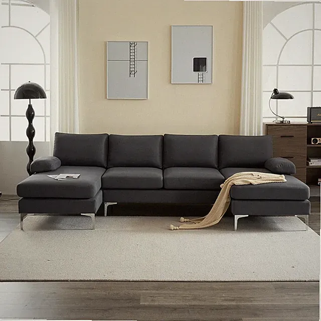 110 INCH Sectional Sofa Set Living Room U Shaped Big Couch with Two Chaise