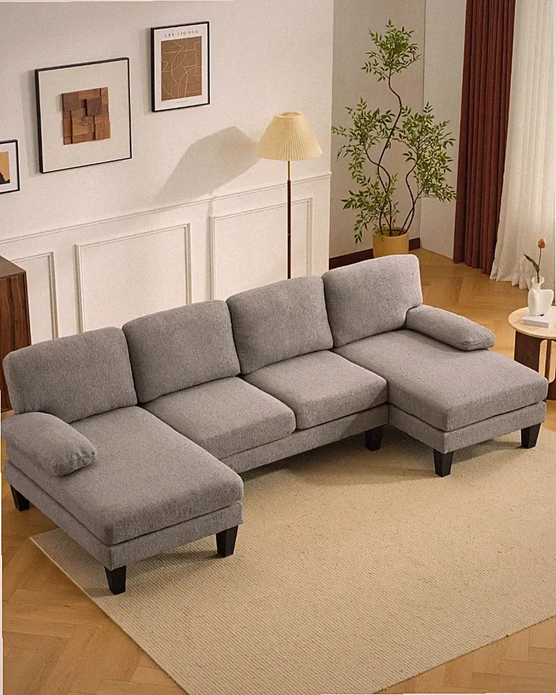 110 inch U-Shape Sectional Couches Living Room Chenille Upholstery Sofa Set
