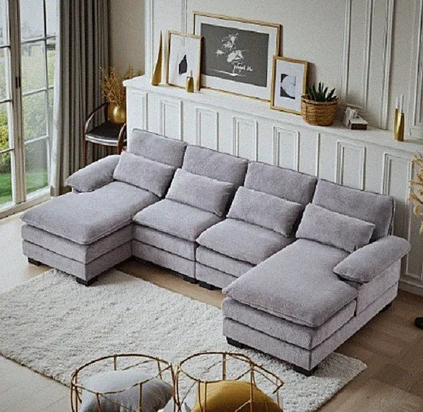 110 Inch U-Shaped Chenille Modular Sectional Sofa, Deep Seat Comfort, NEW IN BOX
