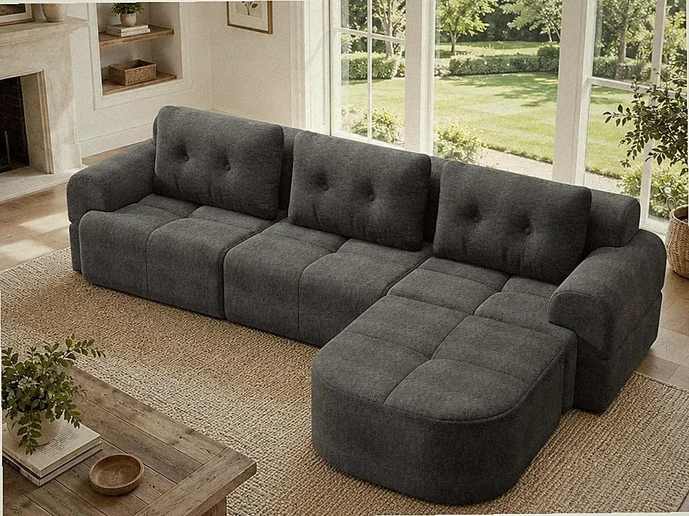 110" L Shape Sectional Sofa with Chaise Boneless Deep Seat Couch for Living Room