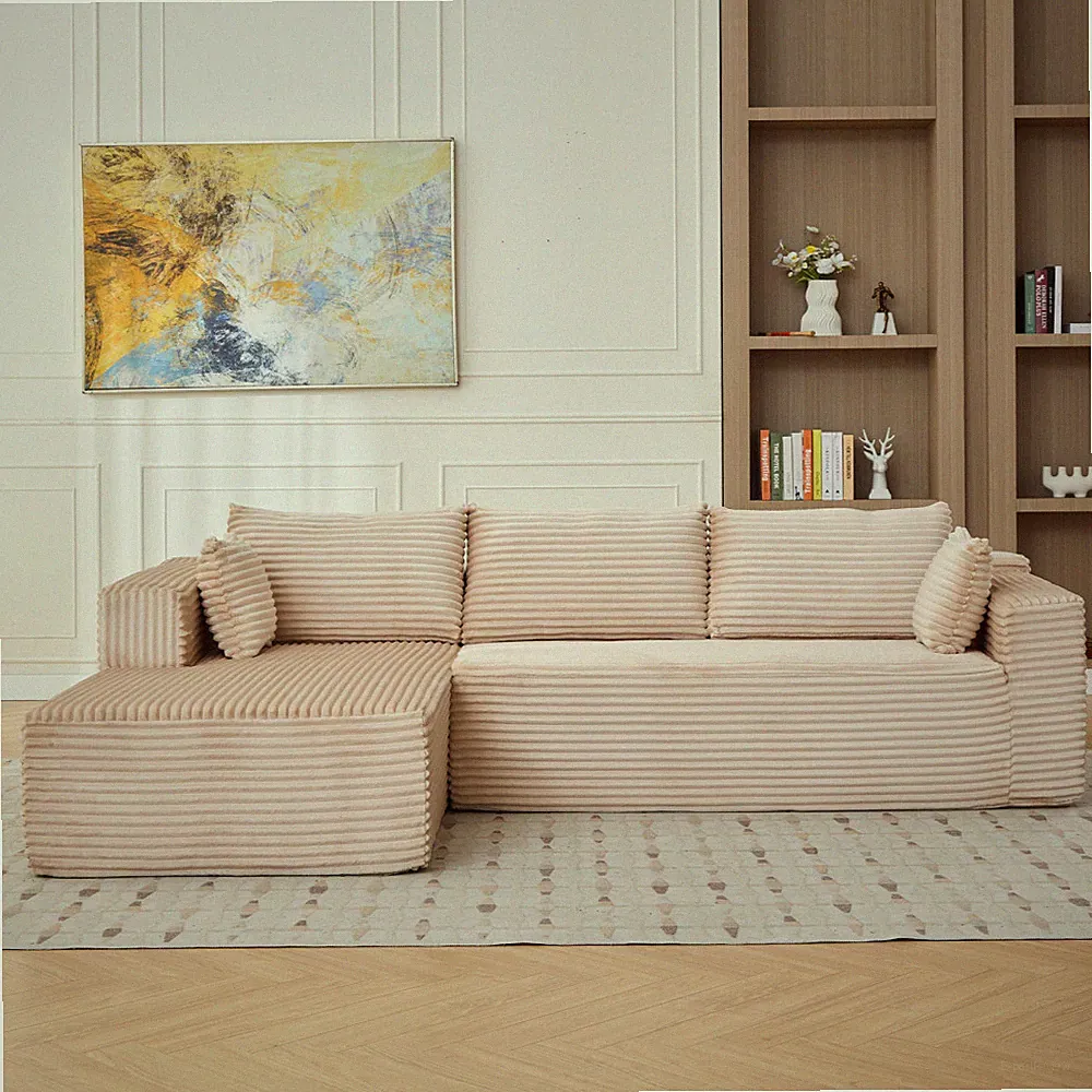 110" L-Shaped Modular Sectional Sofa Boneless Couch Left Chaise 21.5" Deep Seat