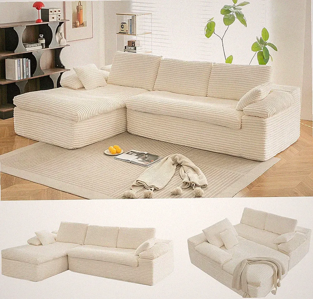 110" L Shaped Modular Sectional Sofa, Cloud Boneless Couch w/Fluffy Seat Cushion