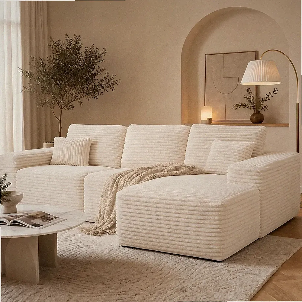 110" L-Shaped Modular Sectional Sofa Cloud Deep Seat Boneless Couch