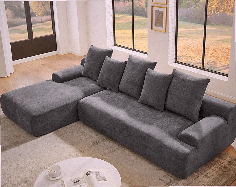 110" L-Shaped Sectional Sofa Couch Upholstered Combination Sofa Chaise Lounge