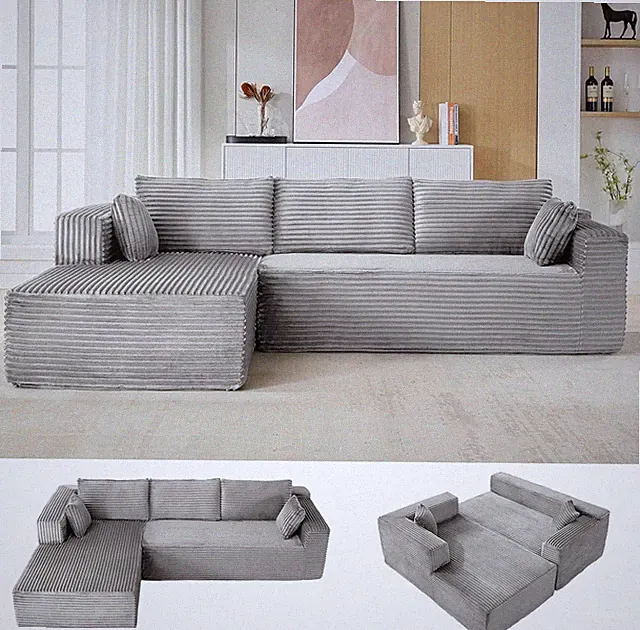 110" Modern Cloud Sectional Sofa Free Combination Upholstered Couch w/ 2 Pillows