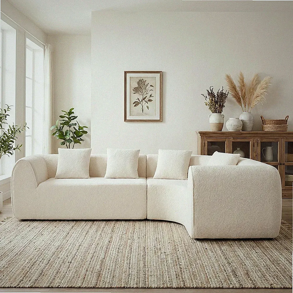 110" Modern Curved L-Shaped Modular Sectional Sofa w/High-Density Fully Compre