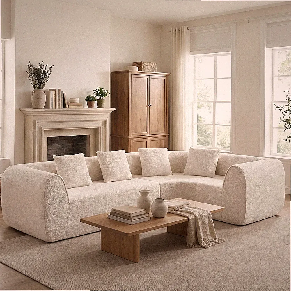 110" Modern Curved L-Shaped Modular Sectional Sofa w/High-Density Fully Compress