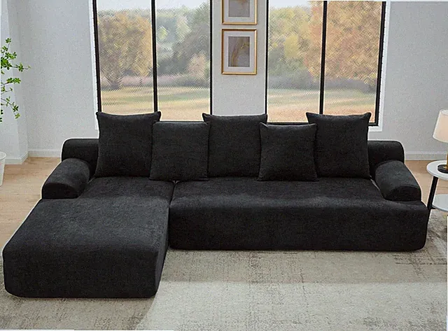 110" Modular Sectional L-Shaped Sofa Velvet Boneless Cloud Couch For Living Room