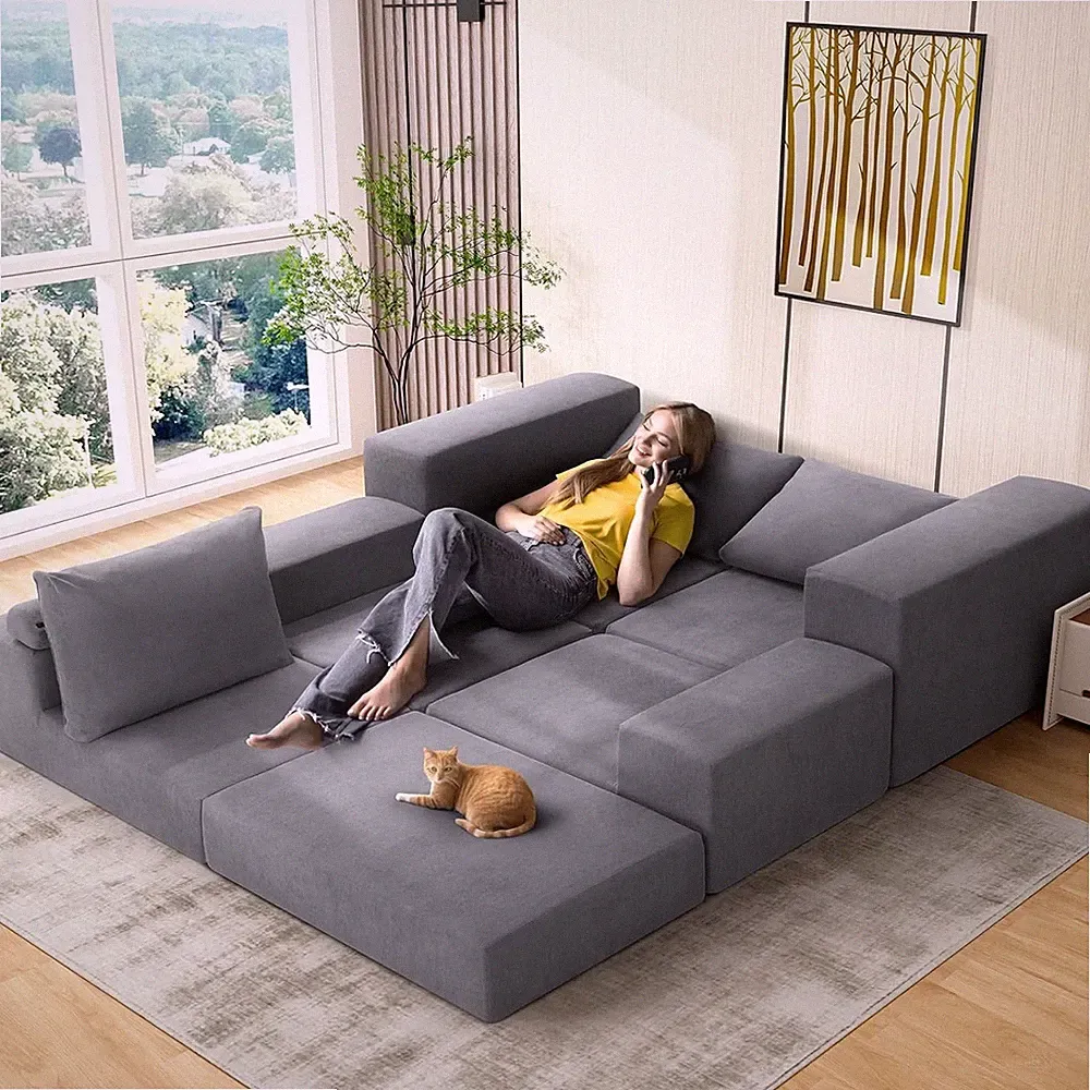110" Modular Sectional Sofa Couches with Deep Seat, L Shaped Memory Foam Cloud