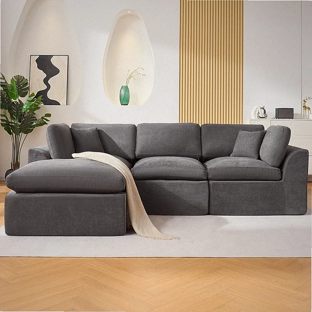 110" Modular Sectional Sofa – Deep Seat, Memory Foam Couch, Boneless Comfort