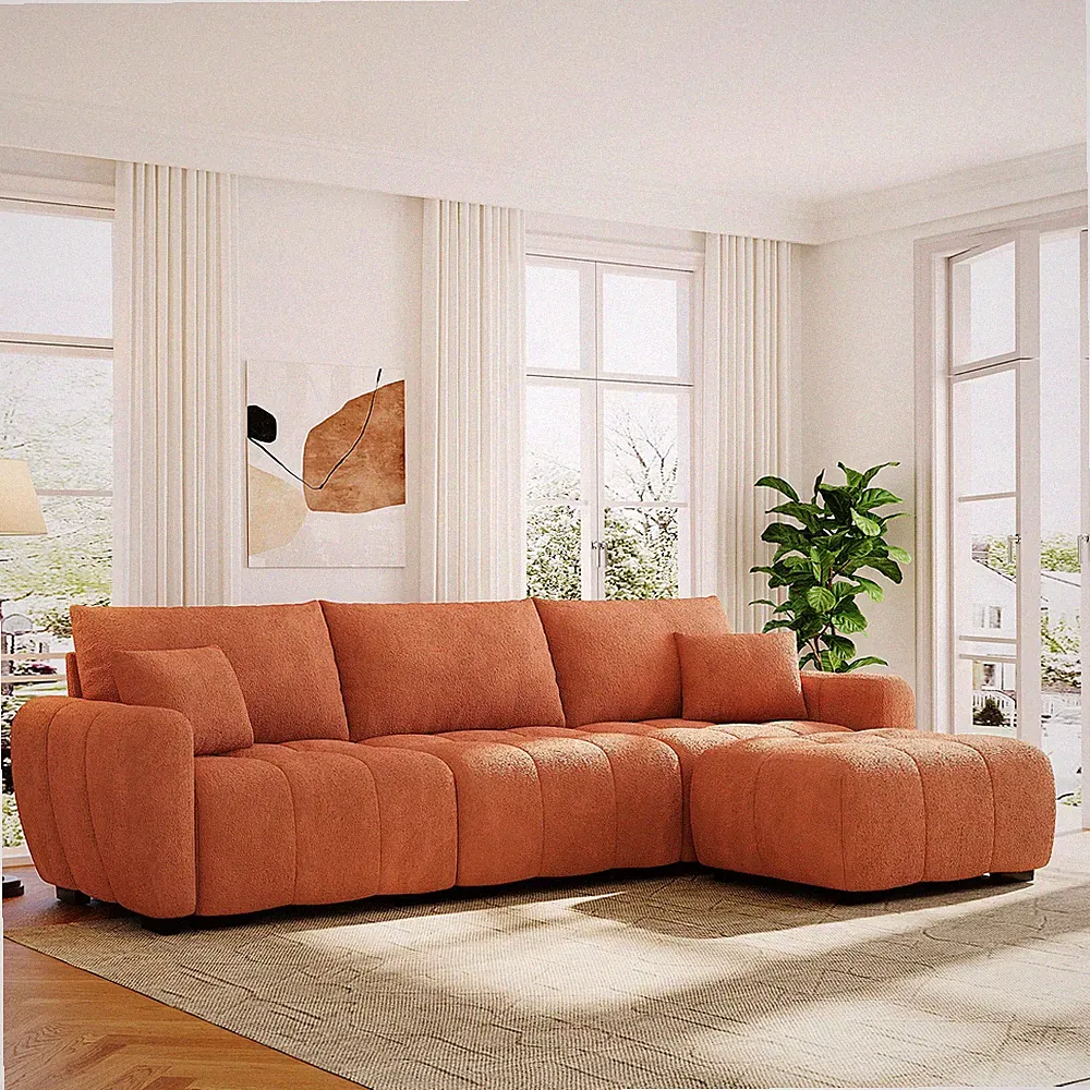110" Modular Sectional Sofa, L Shape with Extra-large Seat, Pull-line Design