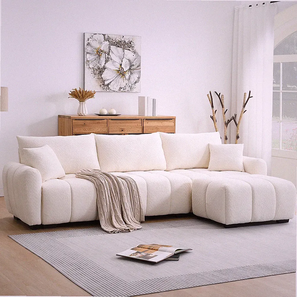 110" Modular Sectional Sofa L Shape with Extra-Wide Seat Cushion Boucle