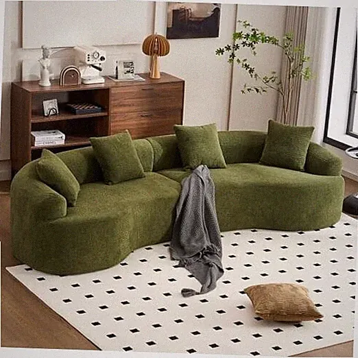 110" Oversized Cloud Sectional Sofa Modern Curved Boneless Couches Green 110"