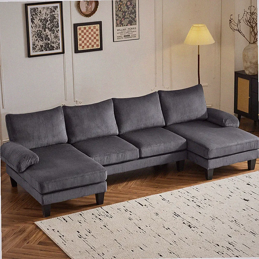 110" Sectional Couches for Living Room U Shaped Couch W/ Double Chaise 4-Seat