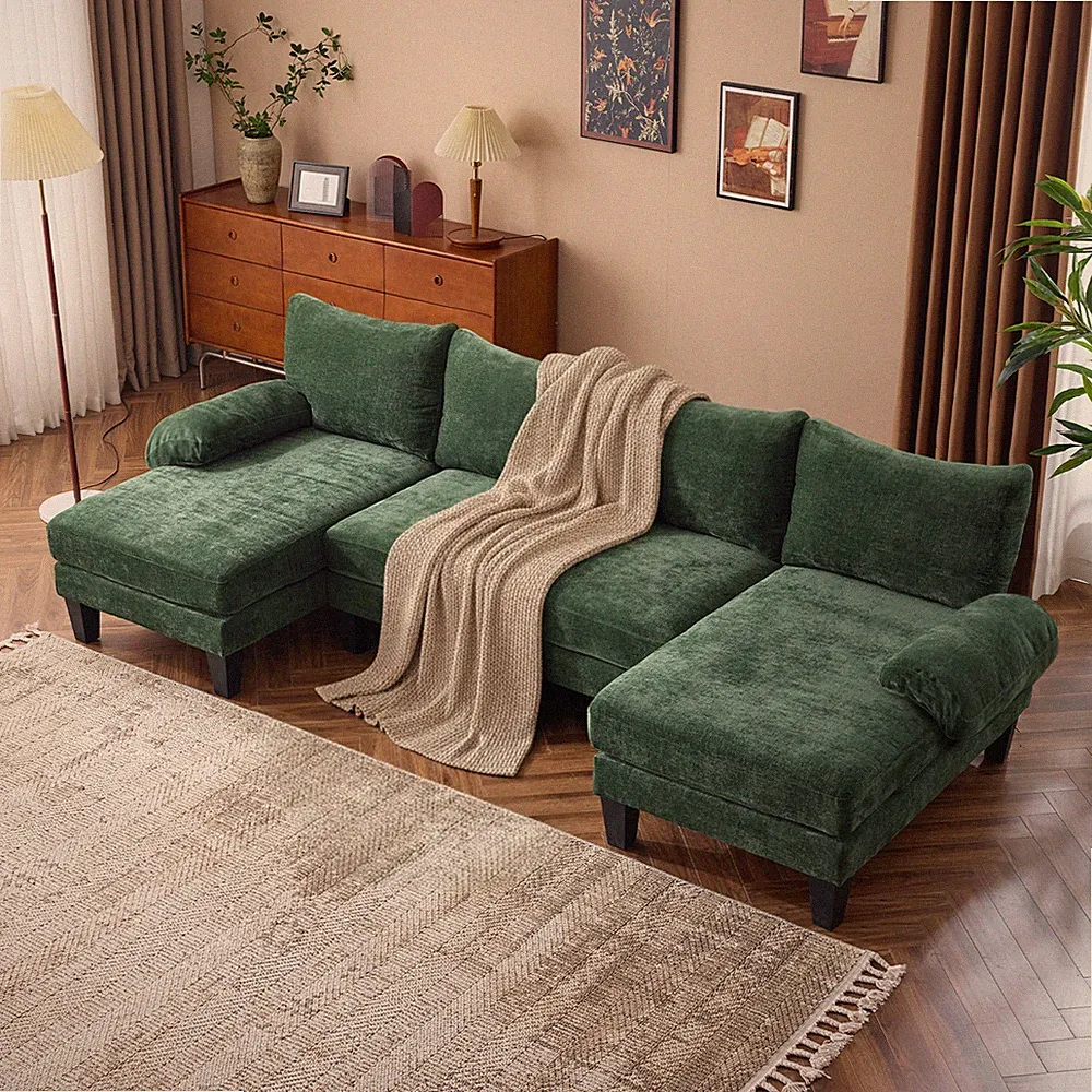 110" Sectional Couches for Living Room U Shaped Couch with Double Chaise