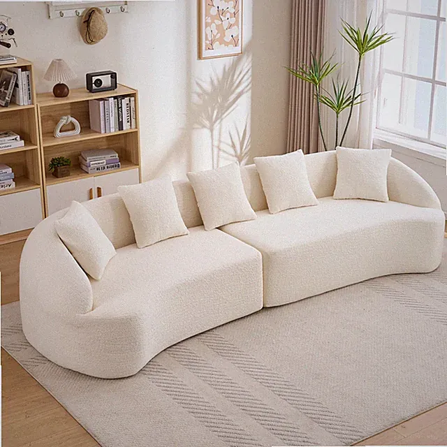 110'' Sectional Curved Boneless Sofa,Compression Modular Chenille Lounge Couch