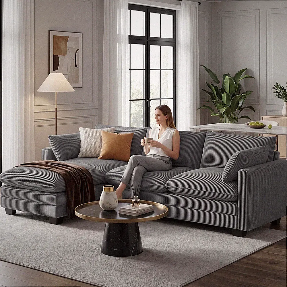 110" Small Space Modular Sectional Cloud Couch - Living Room Furniture, 3-Sea...