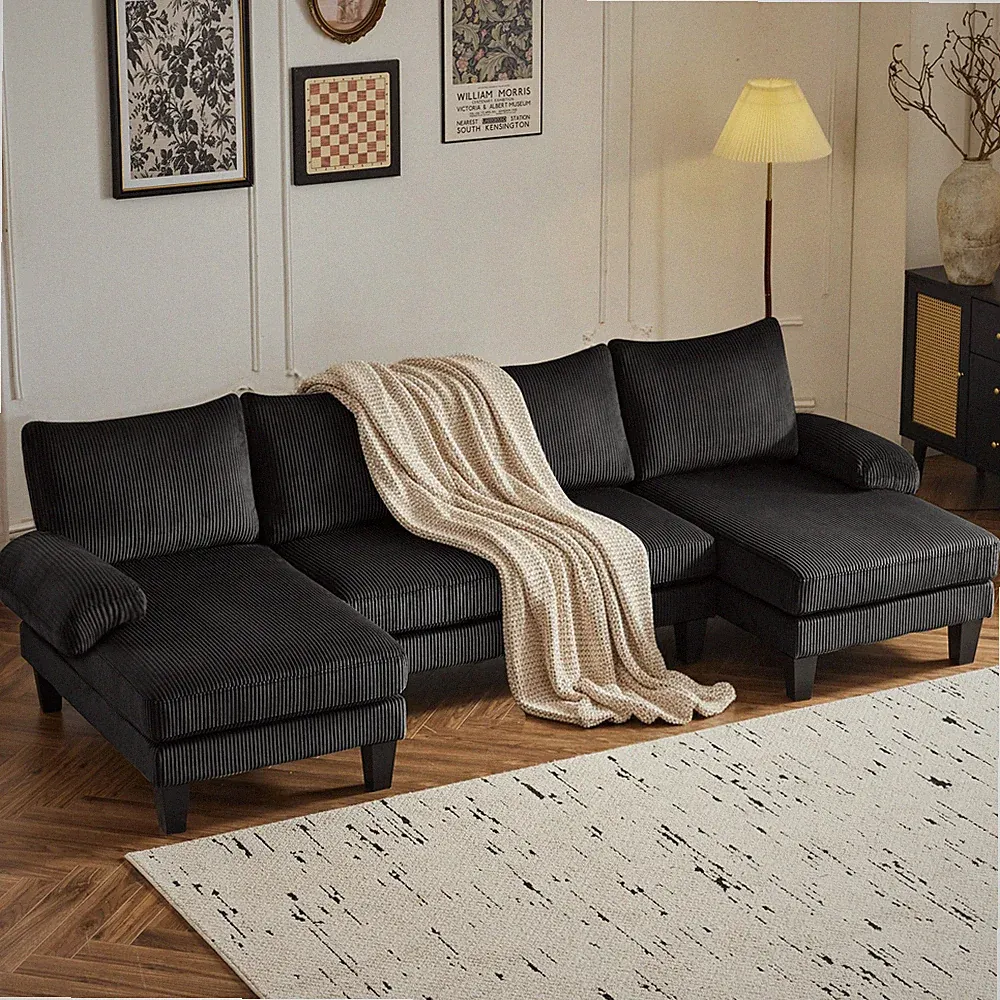 111.4"L U Shape Sectional Sofa Cloud Couch with Lounge Chaise for Living Room