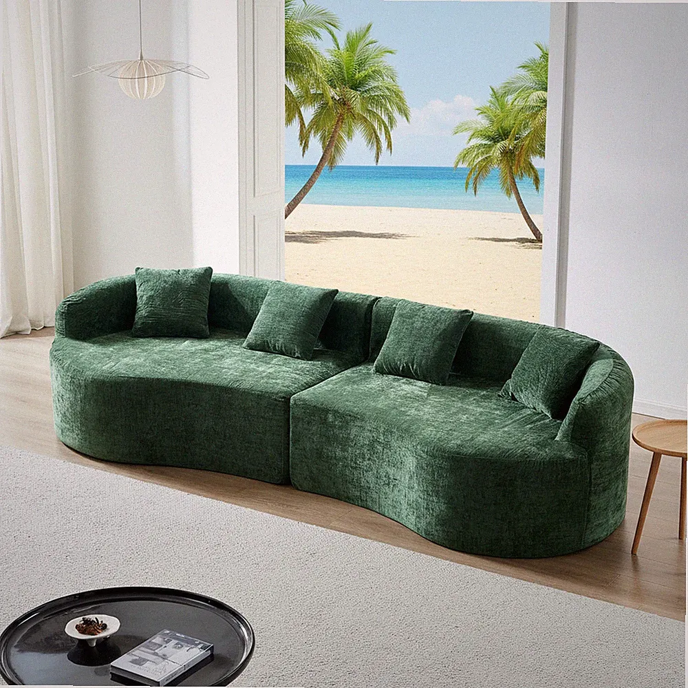 111" 4 Seater Couch for Living Room, Boneless Couch with 4 Pillows,Upholstered F