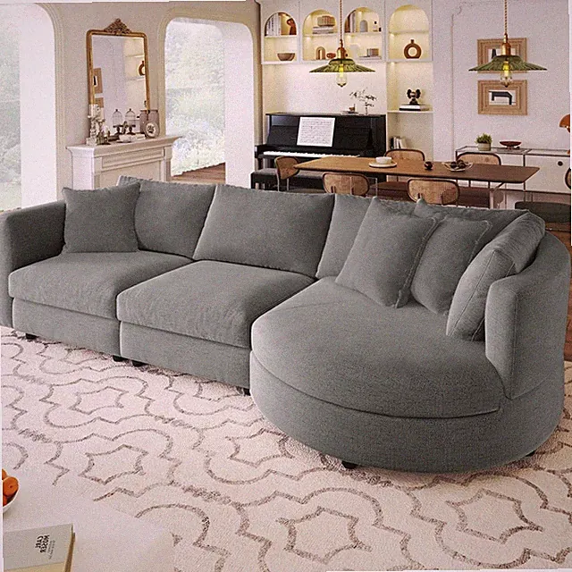 111.4" Sofa Cloud Curved Sofa with Deep Seat 3 Seater Cloud Couch Upholstered De
