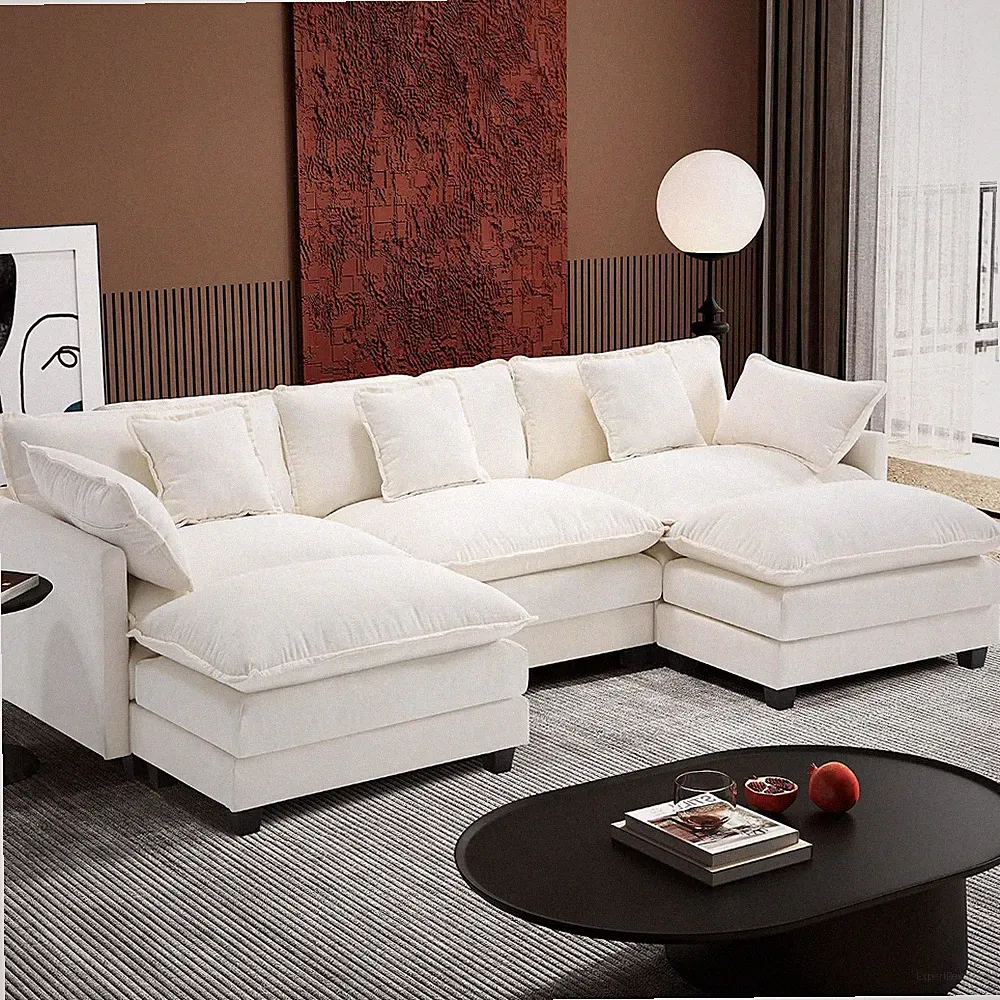 111.4" U Shaped Cloud Couch Modern Modular Sectional Sofa with 2 Ottoman, 5-Seat