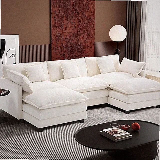 111.4" U Shaped Cloud Couch Modern Modular Sectional Sofa with 2 Ottoman, 5-Seat