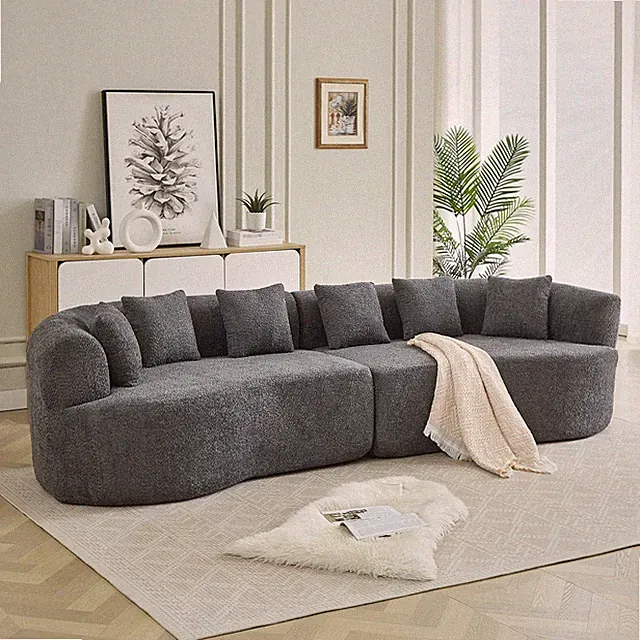 111.5" Oversized Modern Bone-Free Cloud Sofa 4-Seater Sofa Couch with 6 Pillows