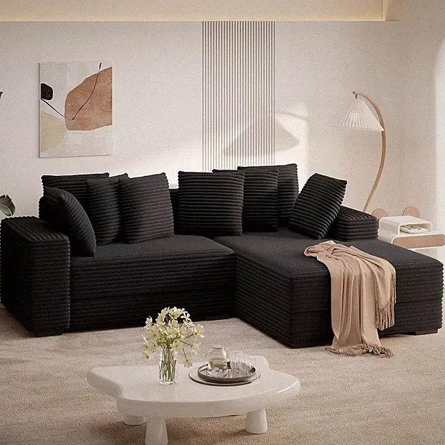 111'' Cloud Sectional Couch with Chaise, L-Shaped Sofa with 8Pcs Pillows