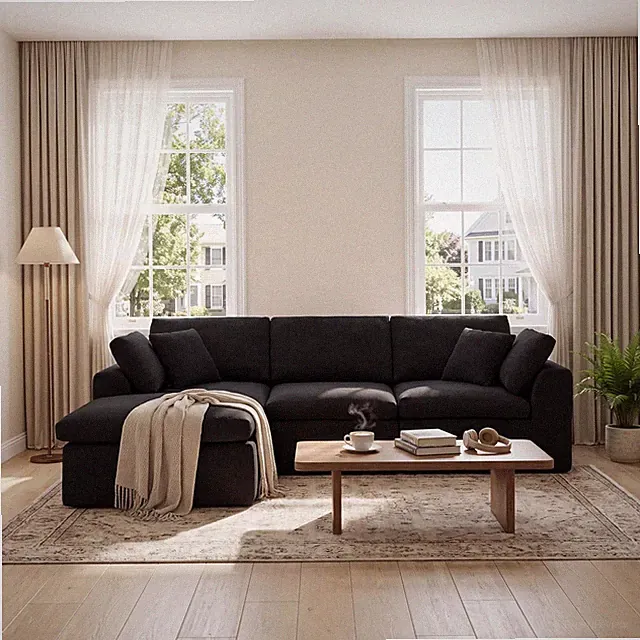 111-Inch L-Shaped Modular Boneless Cloud Sectional Sofa 4 Seat Floor Foam Sofa C