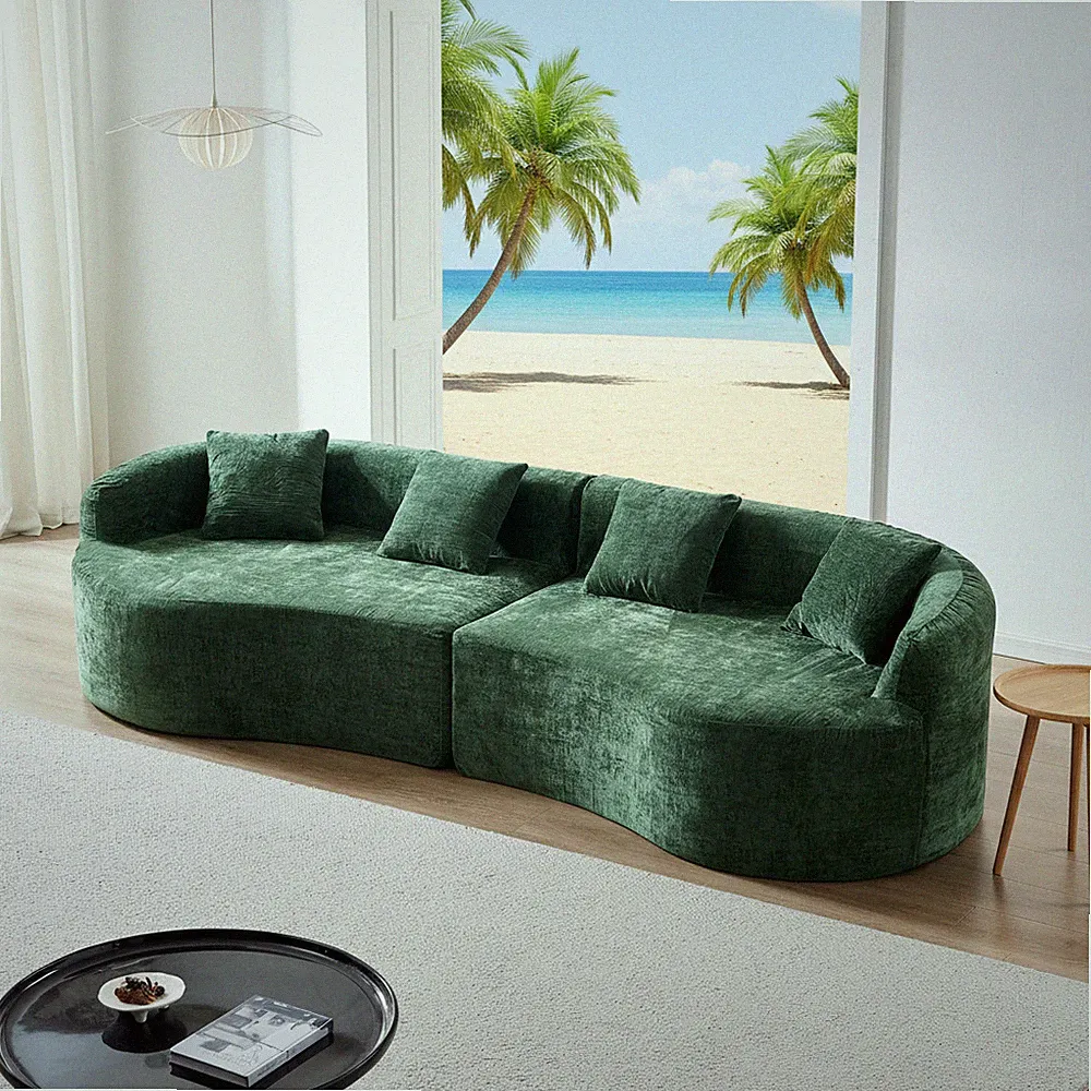 111 Inch Modern Curved Cloud Sofa,Boneless Modular Sectional Couch w/Deep Seat