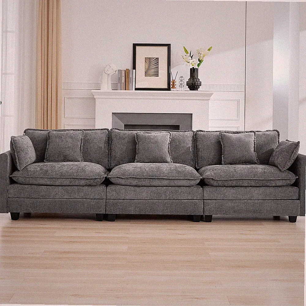 111 Inch Sectional Deep for Seat Couch Modern Chenille Modular Sofa Living Room