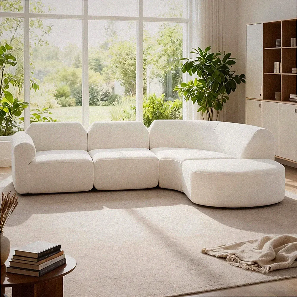111" Modern Curved Sectional Sofa with High-Density Fully Compressed Sponge, U