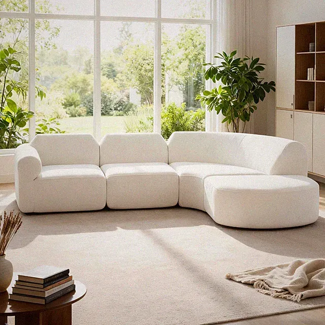 111" Modern Curved Sectional Sofa with High-Density Fully Compressed Sponge, Up