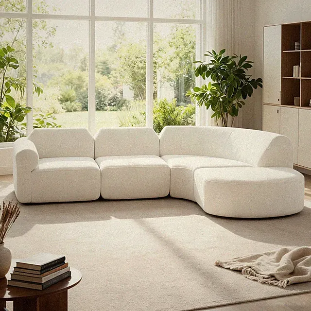 111" Modern Curved Sectional Sofa with High-Density Fully Compressed Sponge, Uph