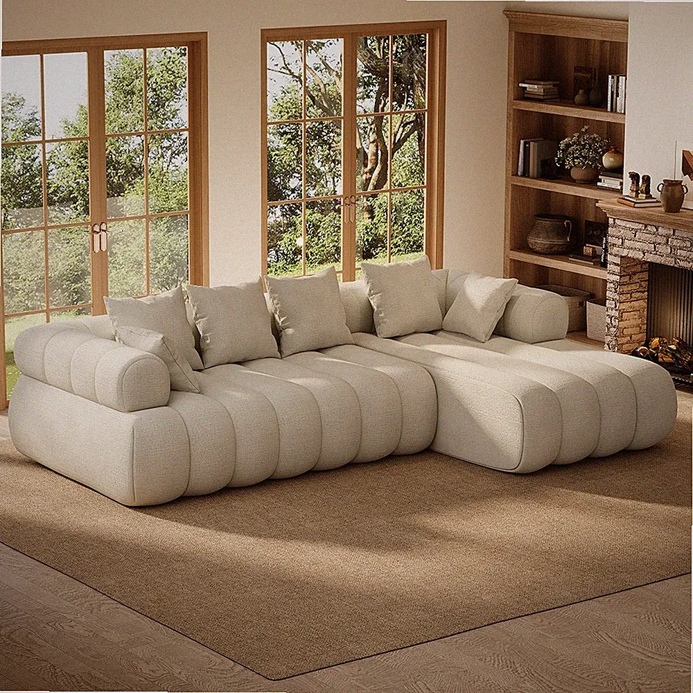 111" Modular L Shaped Cloud Sectional Sofa Deep Seat w/6 Pillows,No Assembly