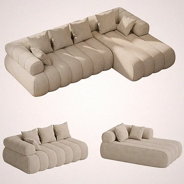 111" Modular L Shaped Cloud Sectional Sofa Deep Seat w/6 Pillows,No Assembly