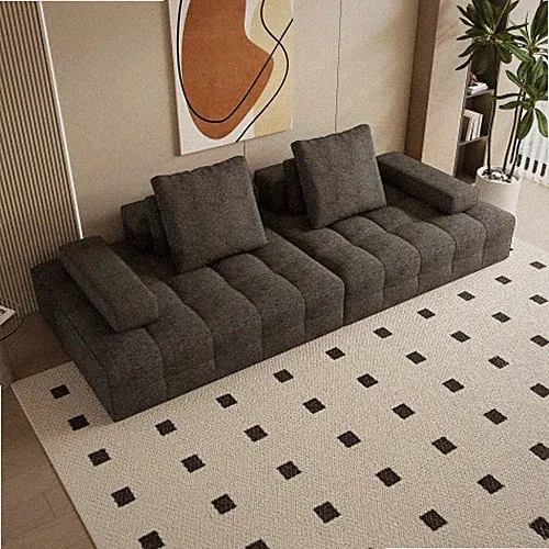 111” Modular Loveseat Sofa Deep Seat Corduroy Couch Memory Foam Grey