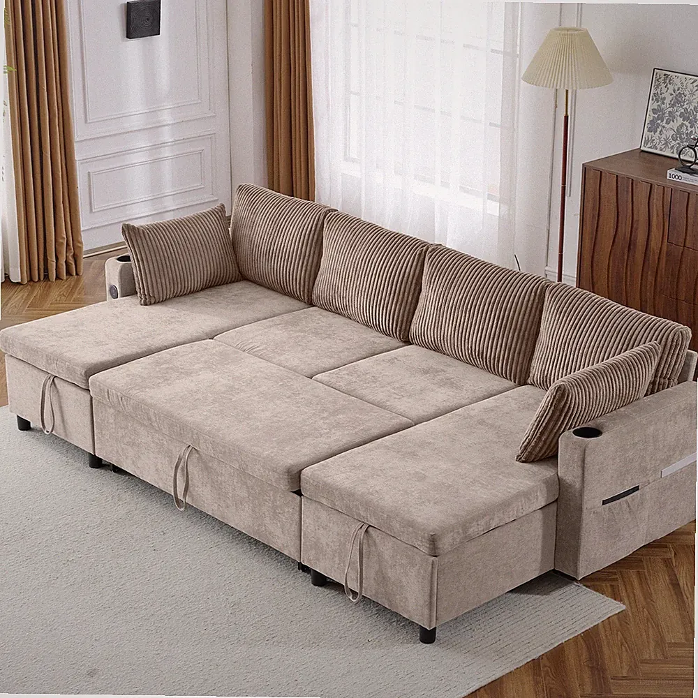 1113.4" Sectional Sofa Pull-out Sofa Bed Versatile Sofa Sleeper with Large Stor