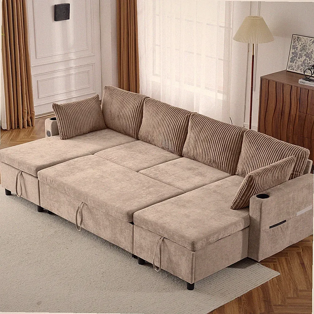 1113.4" Sectional Sofa Pull-out Sofa Bed Versatile Sofa Sleeper with Large Stora