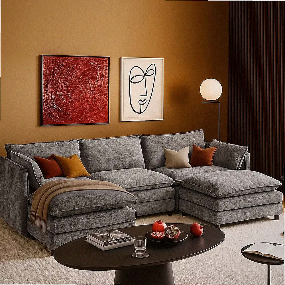 112.7" U Shaped Cloud Sofa Modular Sectional Couch with 2 Ottoman