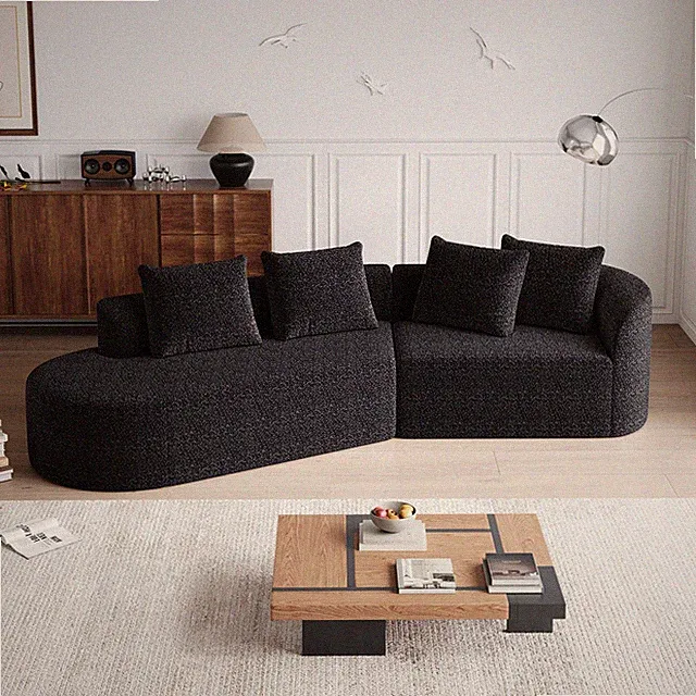 112" Chenille Sectional Sofa, 4-Seater Oversized Curved Cloud Couch