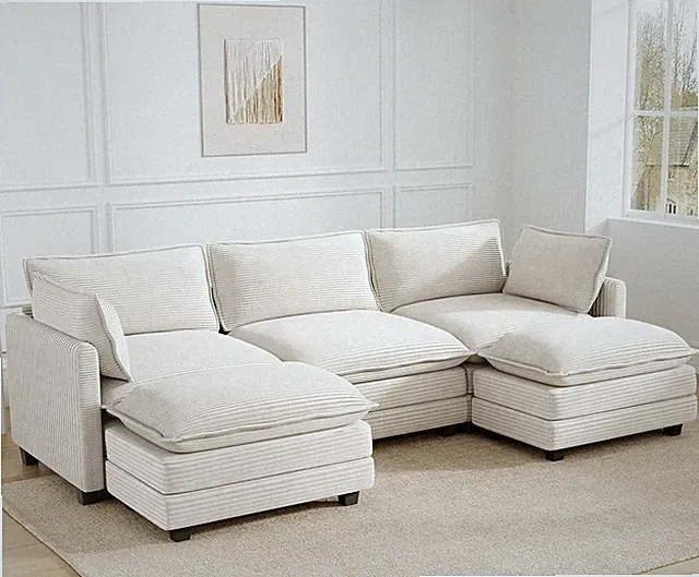 112'' Sectional Modular Cloud Couch, Oversized 5 Seat Couches U Shaped Sofa with
