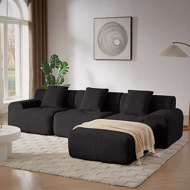 113" Modern L-Shaped Modular Sectional Sofa for Living Room, Corduroy Upholstery
