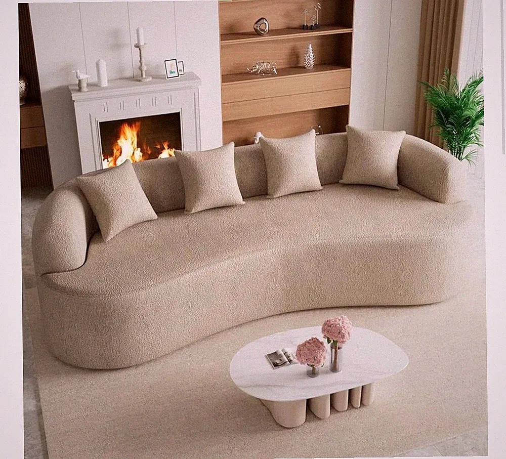 114" 4-Seat Oversized Extra Deep &Wide Seat Curved Sofa Couch No Assembly Needed