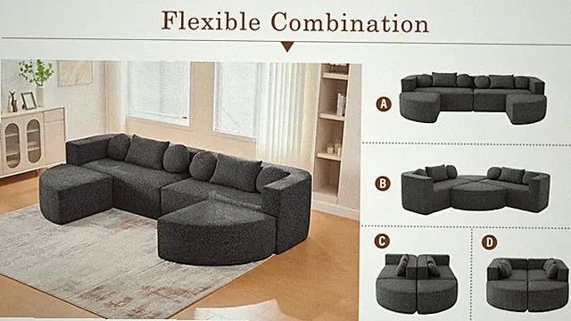 114.9-Inch Modular Sectional Boneless Sofa with Curved End Modules Black