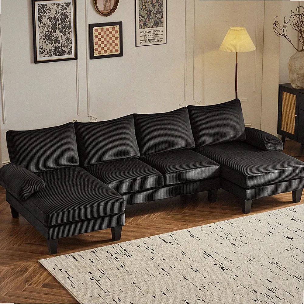 114" Comfy Chenille Modular Sectional Sofa U Shape Sectional Sofa Cloud Couch