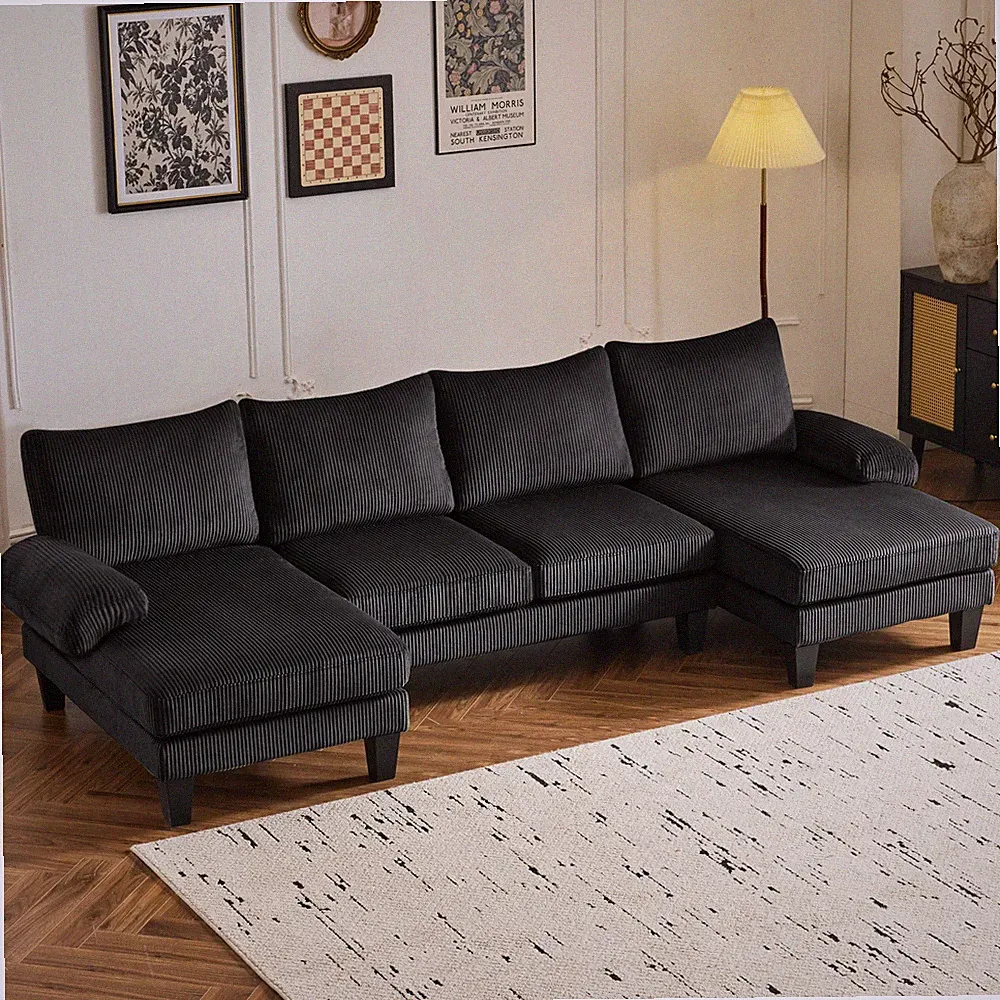 114" Comfy Chenille Modular Sectional Sofa U Shape Sectional Sofa Cloud Couch